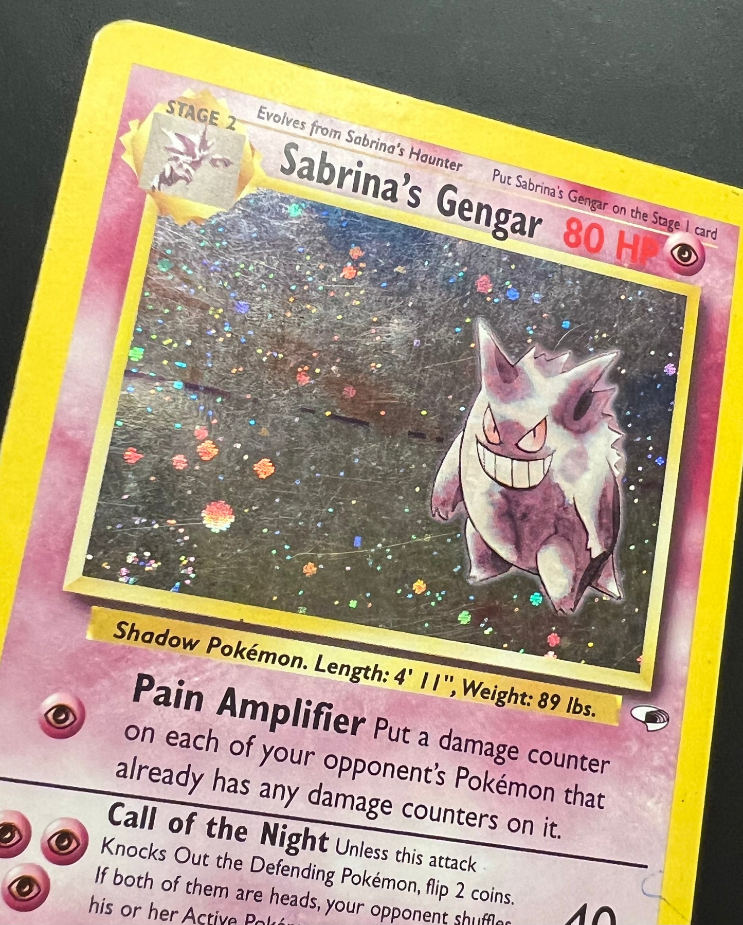 Sabrina’s Gengar — Gym Heroes(Unlimited) Wizards of the Coast, Pokemon Trading Card Game, cosmos foil swirl