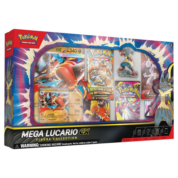 Sealed Pokémon TCG Mega Lucario EX Figure Collection with foil promo, oversized card, figure, 5 booster packs & TCG Live code