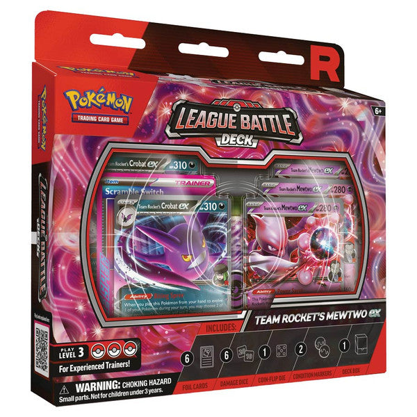 Sealed Pokémon TCG Team Rocket’s Mewtwo ex League Battle Deck—60-card ready deck with Mewtwo ex, Crobat ex, Scramble Switch & accessories