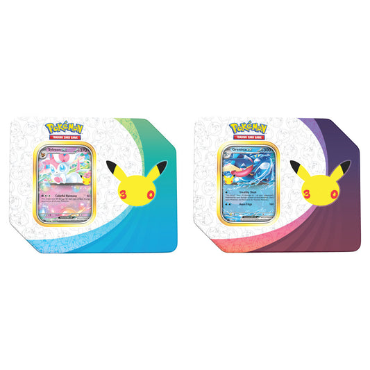 (WAVE 1 PREORDER) Pokémon TCG: 30th Celebration: ex Tin Set (Sylveon & Greninja)