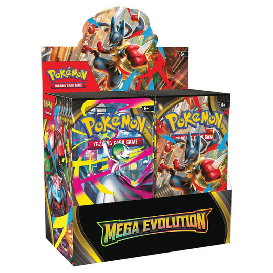 Sealed Pokémon TCG Mega Evolution 1 Enhanced Booster Display with 36 packs, rare promo, and 180+ cards including Mega EX Pokémon