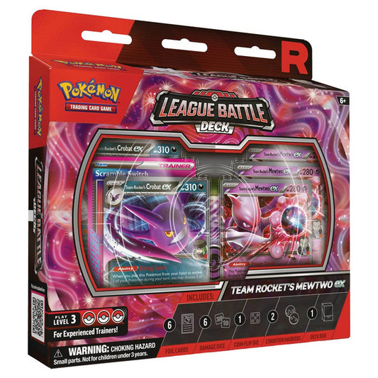 Sealed Pokémon TCG Team Rocket’s Mewtwo ex League Battle Deck—60-card ready deck with Mewtwo ex, Crobat ex, Scramble Switch & accessories